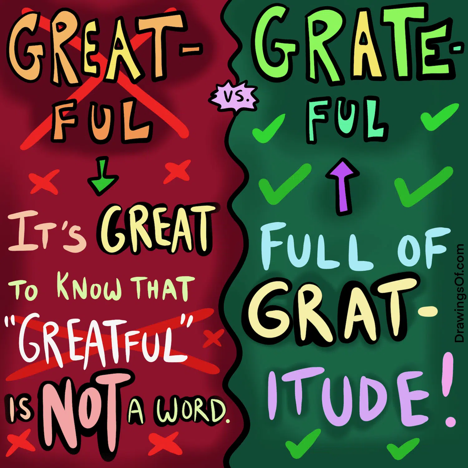 Greatful vs grateful