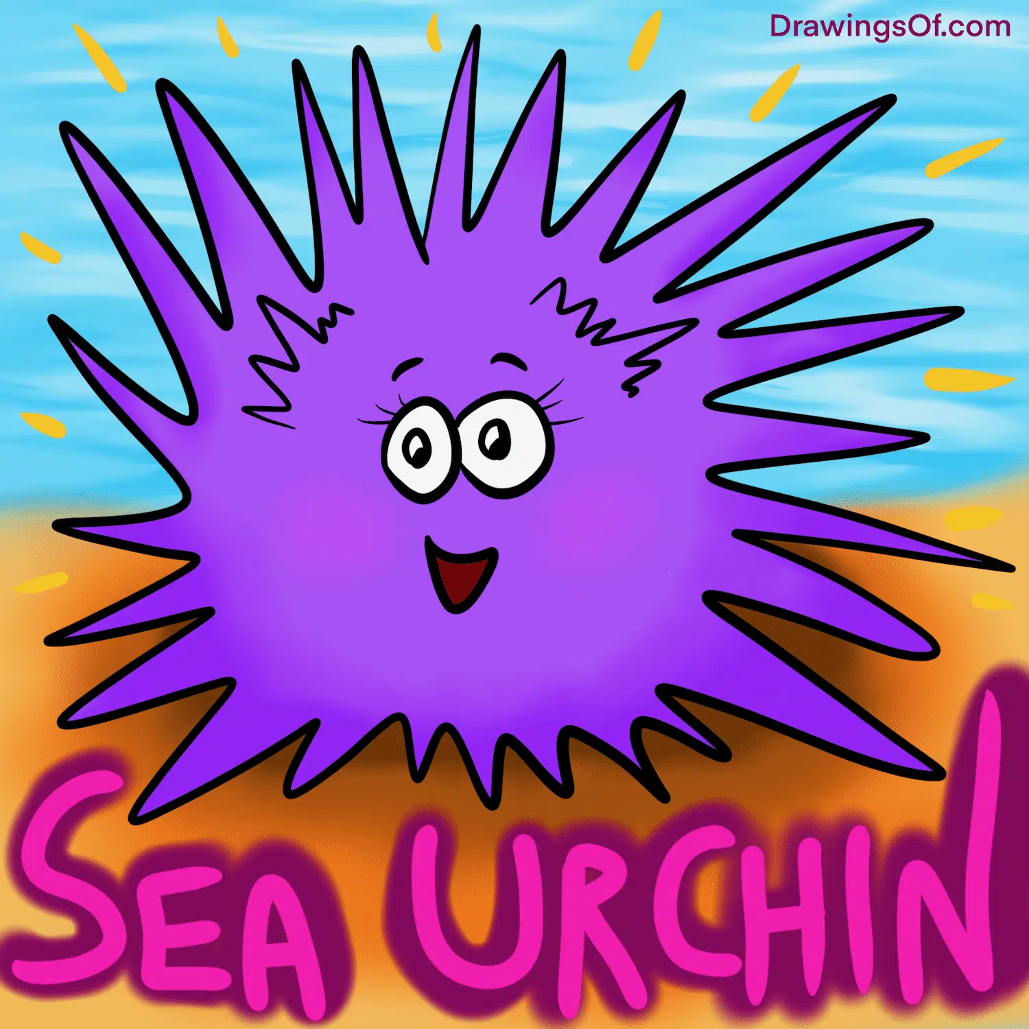 Cute sea urchin drawing